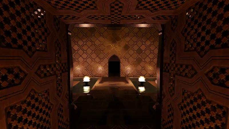 Pasillo de entrada de noche